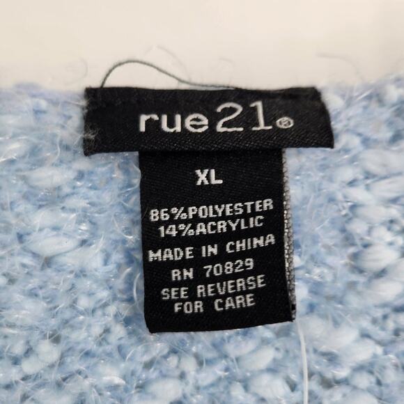 Rue 21 Blue Striped Fuzzy Sweater Womens Size Extra Large XL *NWT - Picture 3 of 4